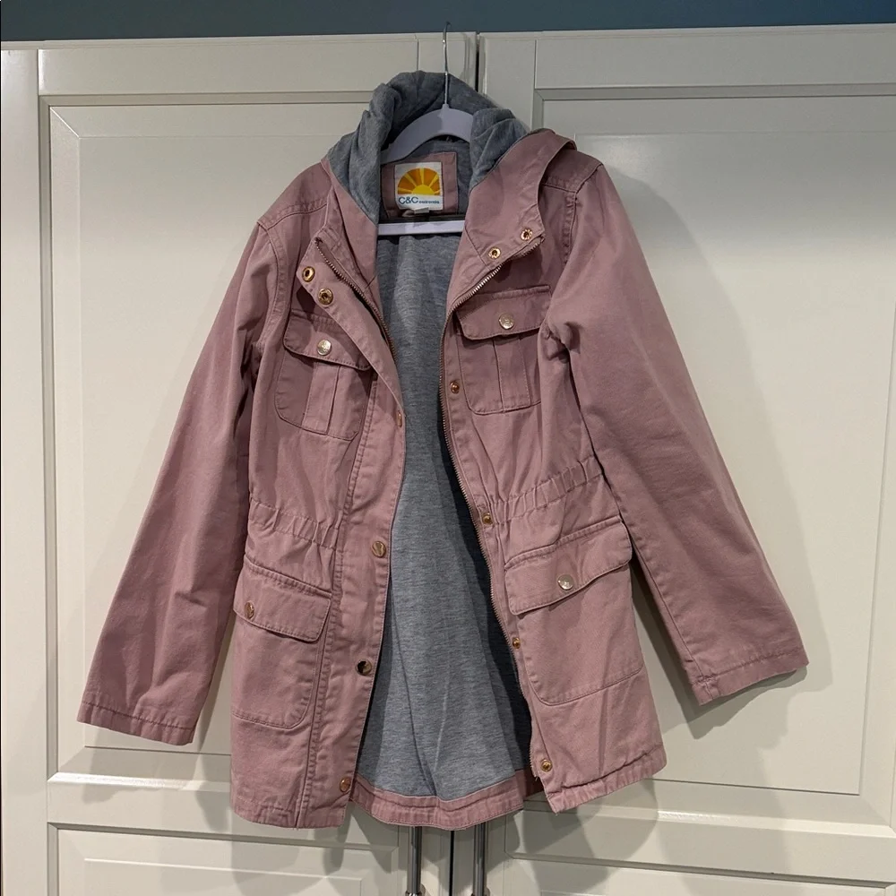 C&C California KIDS size :10 Pink Hooded Jacket with Gray Lining - Picture 1 of 1